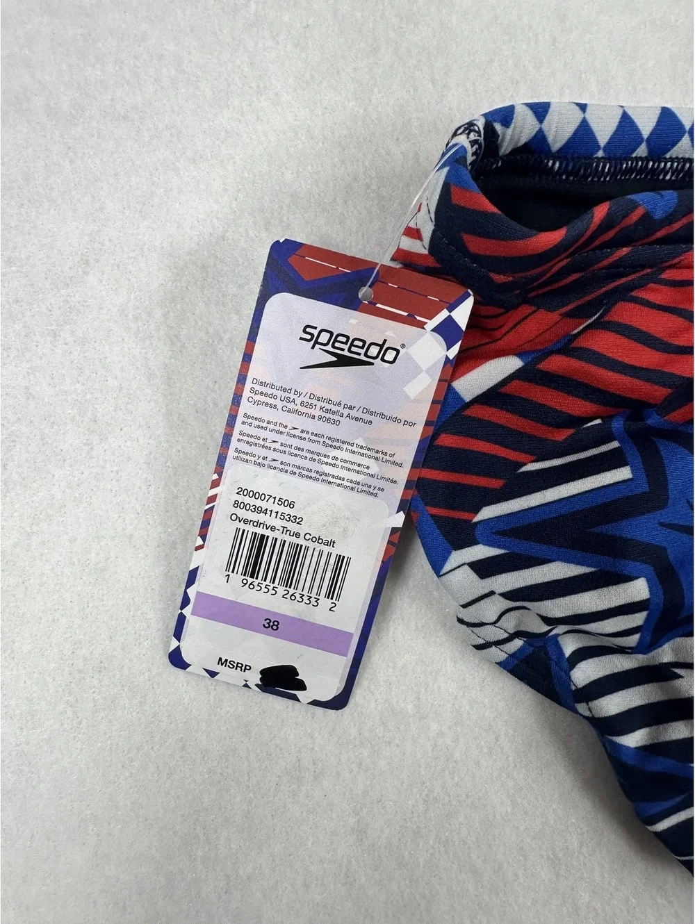 Speedo Endurance Men's Swim Briefs Size 38 Red Blue White Star Pattern